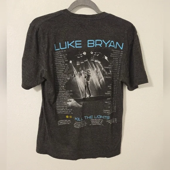 Luke Bryan Dark Gray Kill The Lights Tour T shirt Adult Size Small Concert 2016 - Picture 2 of 5